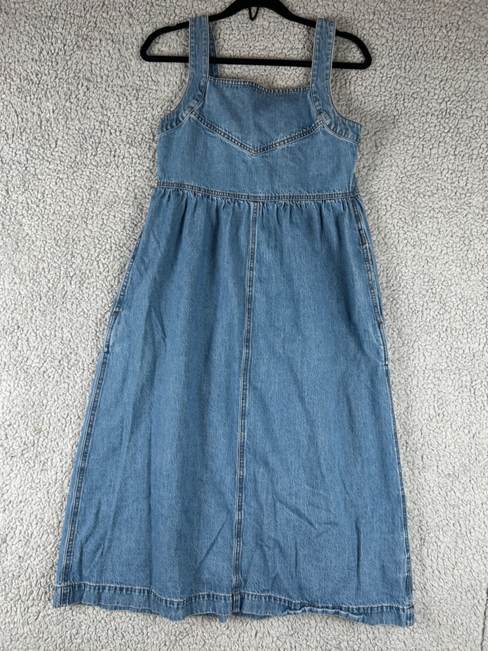 Madewell Denim Ligh Blue Cotton Flare Midi Dress Size 6